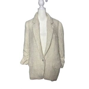 Generation Love Beautiful White Tweed Women's Blazer Jacket With Pearls